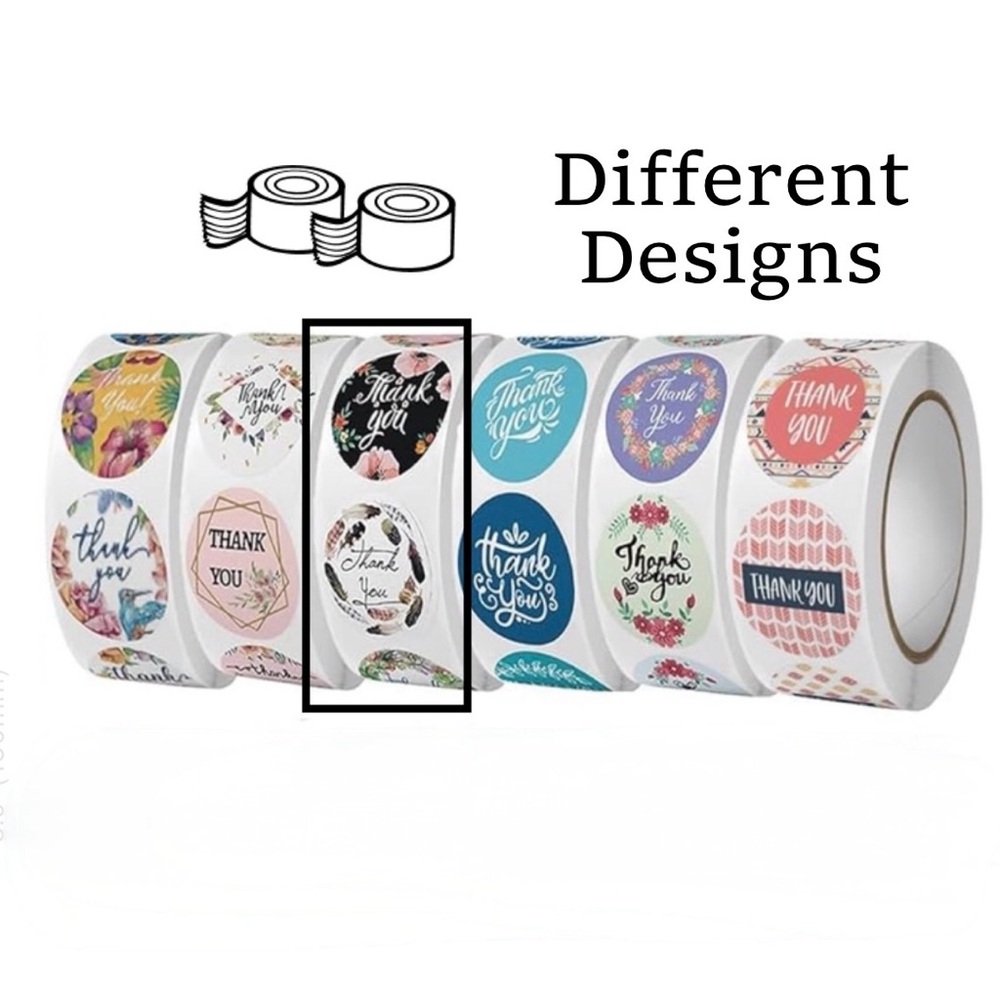 Thank You Sticker Roll (500) Dark Floral